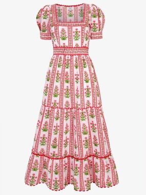 pink city prints evelyn dress Pink City Prints Moghul Border Evelyn Dress Moghul Border / S